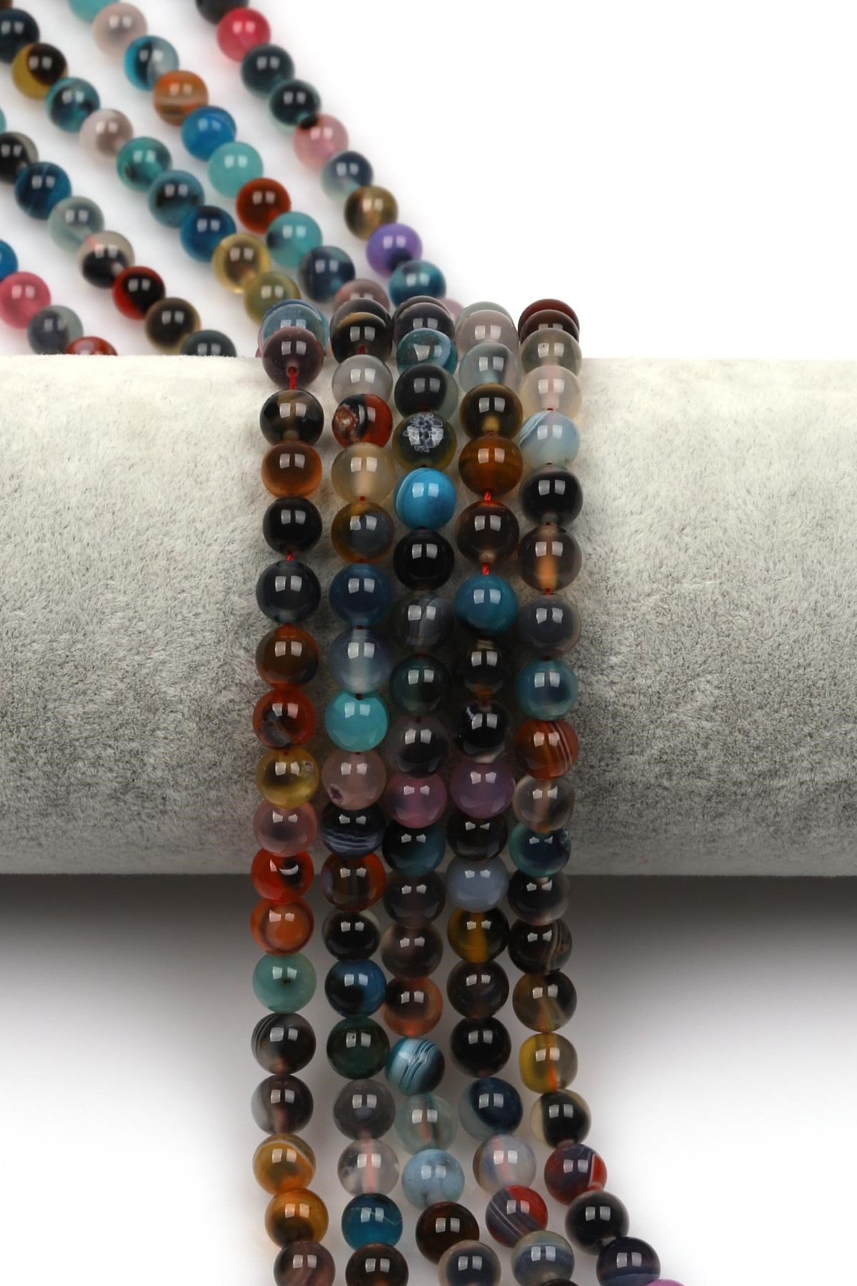 Candy Agate Doğal Taş Dizi 6 mm Küre Kesim