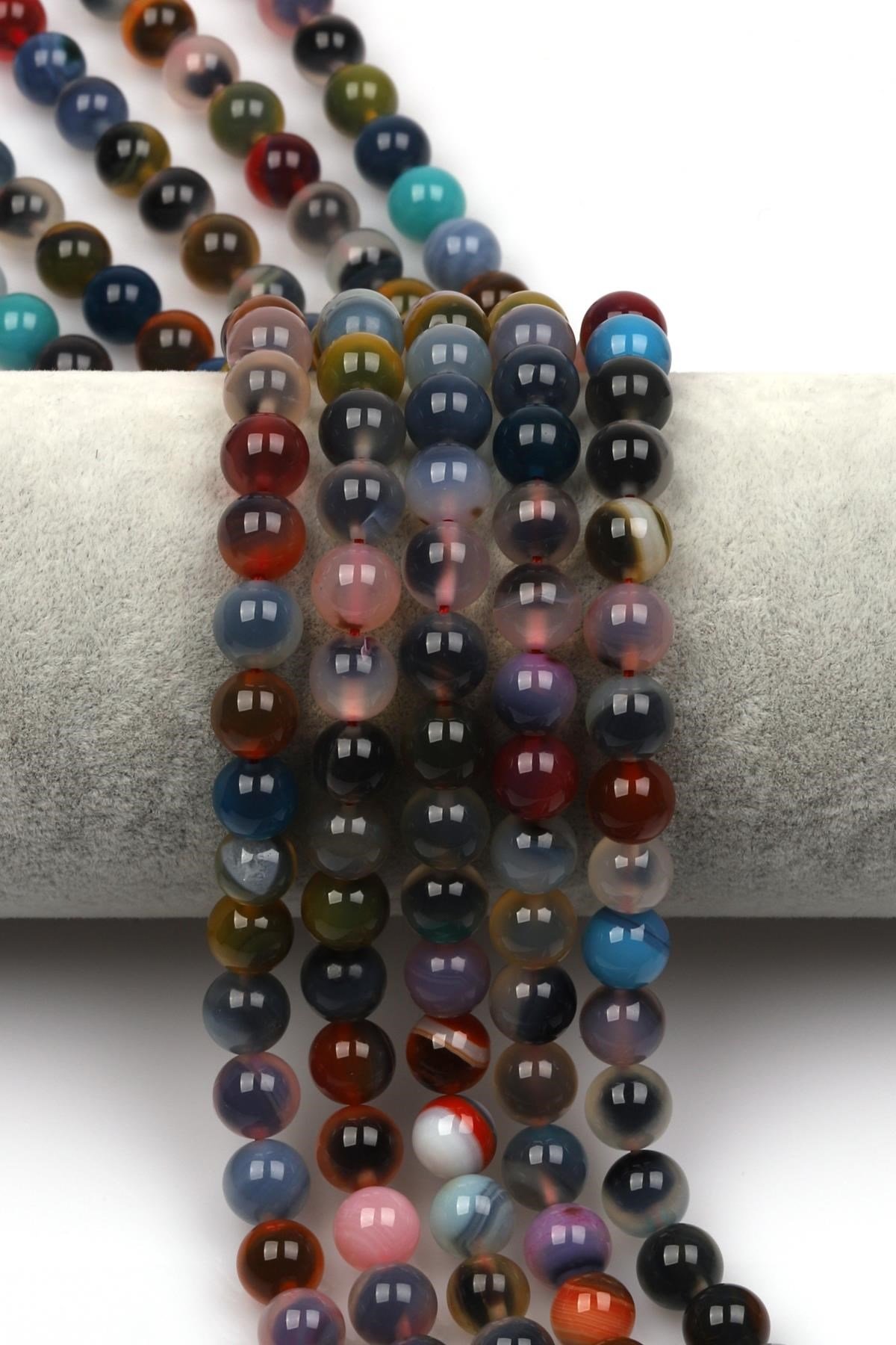 Candy Agate Doğal Taş Dizi 8 mm Küre Kesim