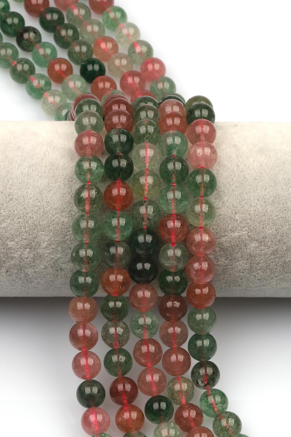 Çilek Kuvars - Green Kuvars Doğal Taş Dizi 8 mm Küre Kesim