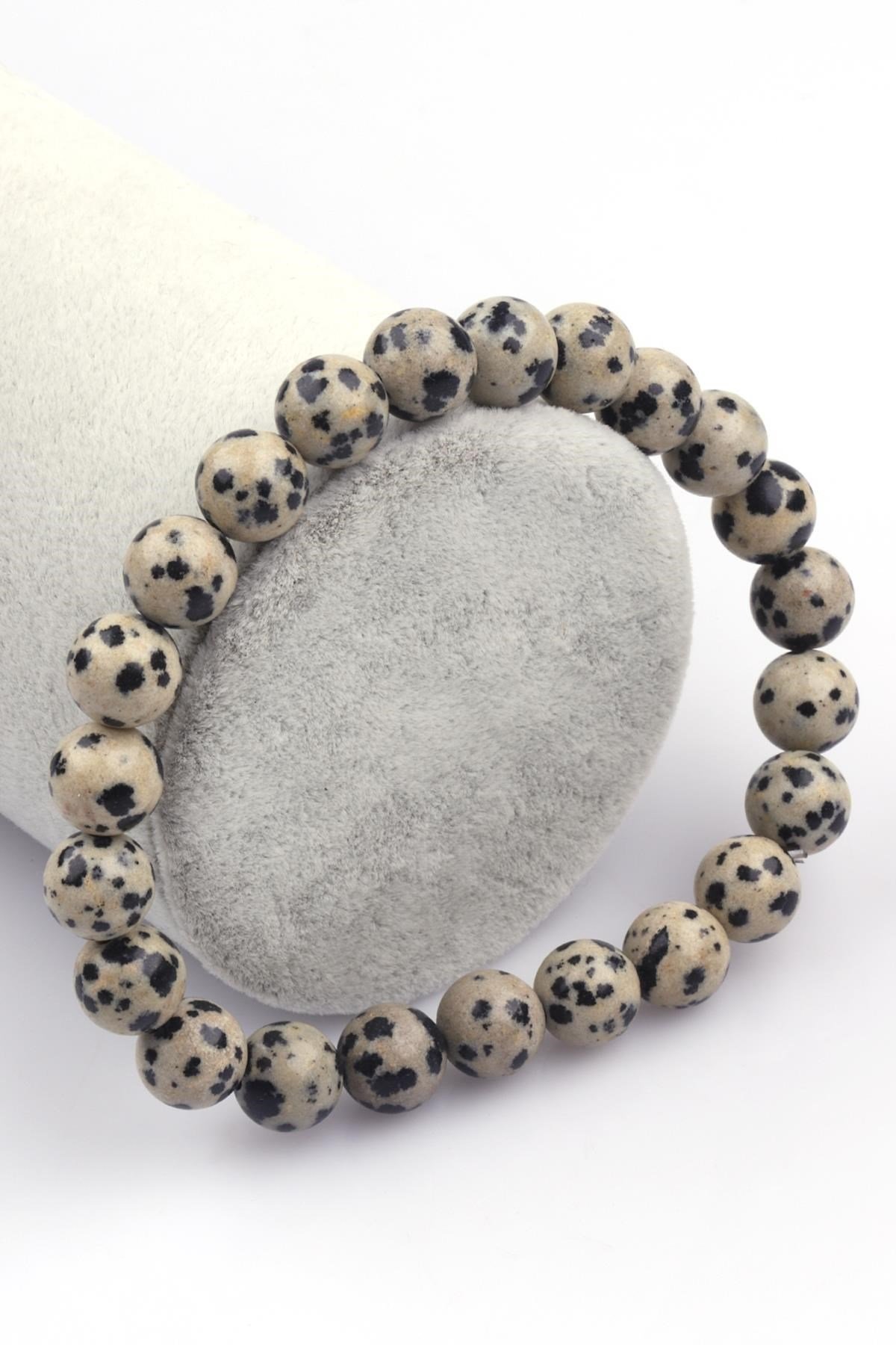 Dalmaçyalı Jasper Doğal Taş 8 mm Küre Kesim Bileklik