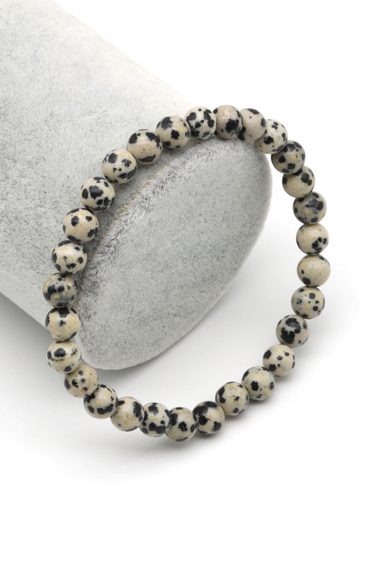 Dalmaçyalı Jasper Doğal Taş Bileklik 6 mm Küre Kesim - BLK-2189