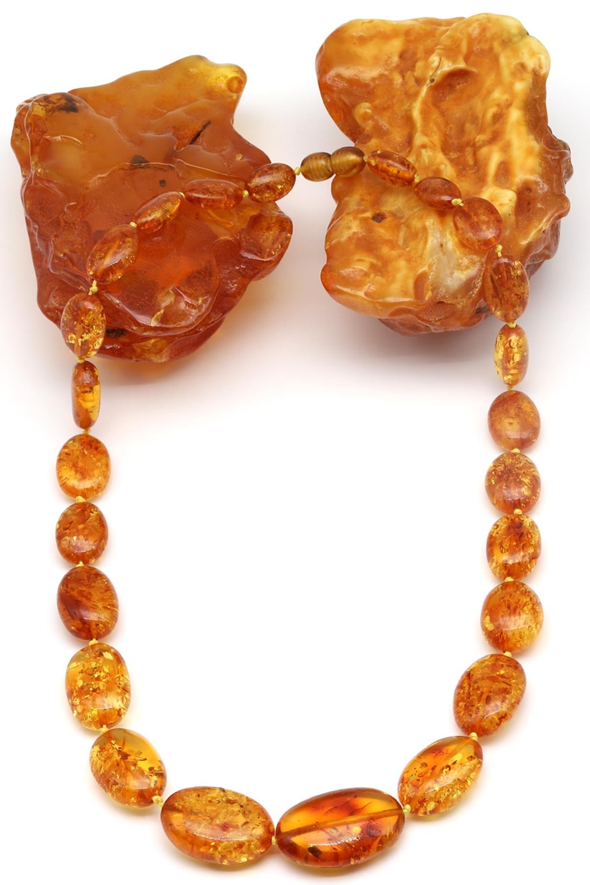 Damla Kehribar Kolye – 48 cm