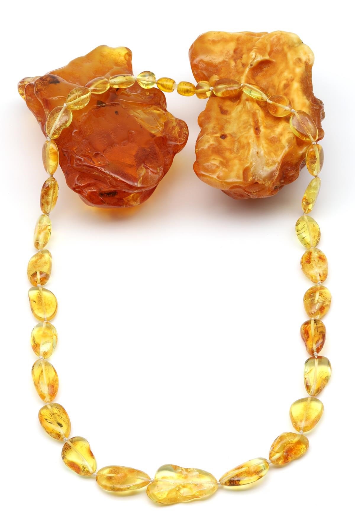 Damla Kehribar Kolye – 56 cm