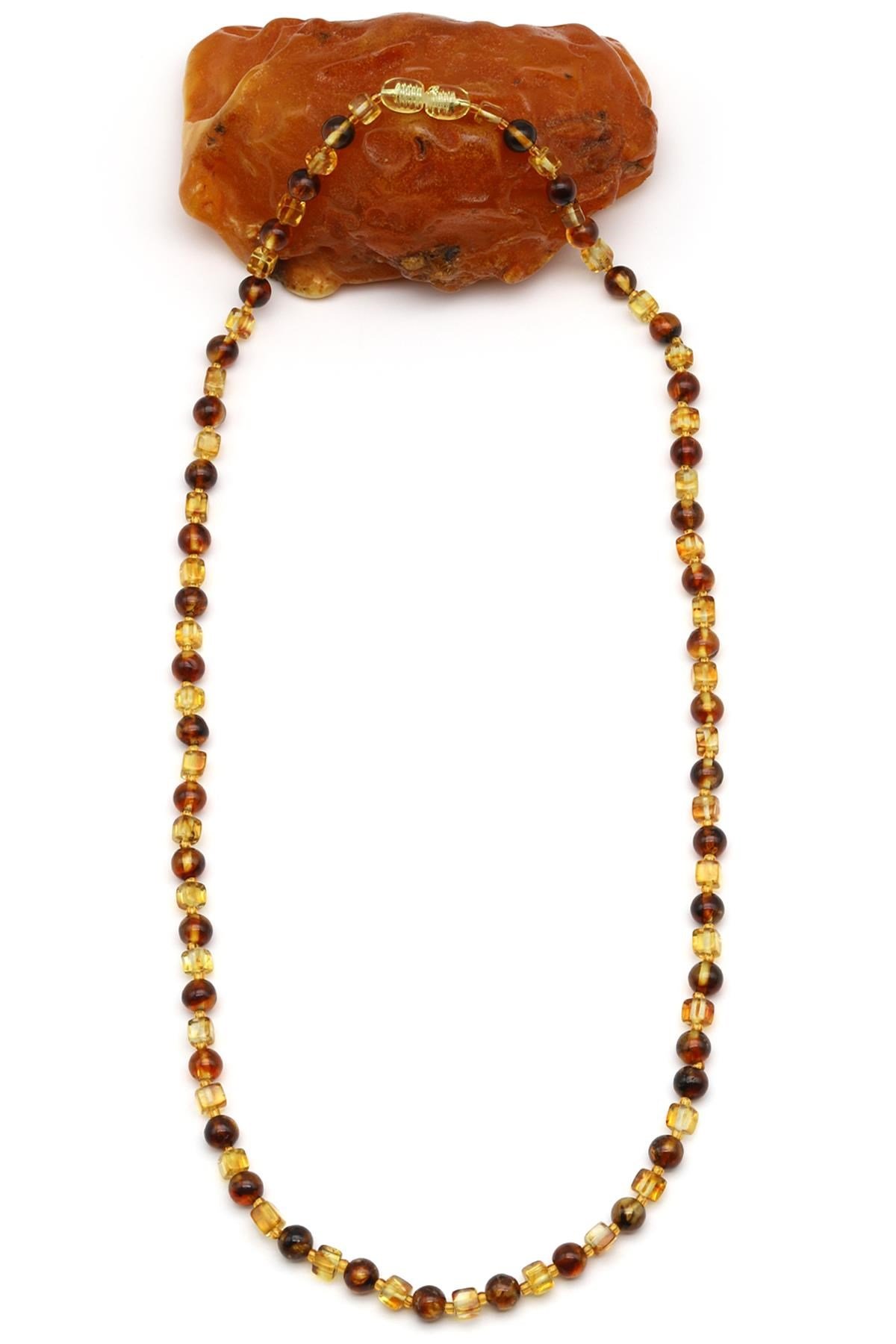 Damla Kehribar Kolye – 58 cm