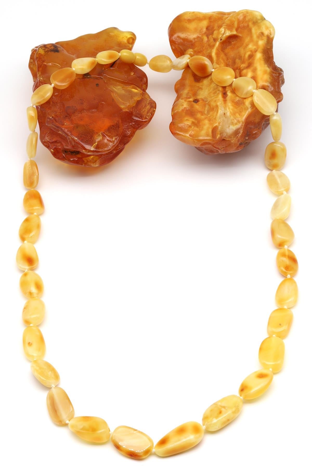 Damla Kehribar Kolye – 64 cm