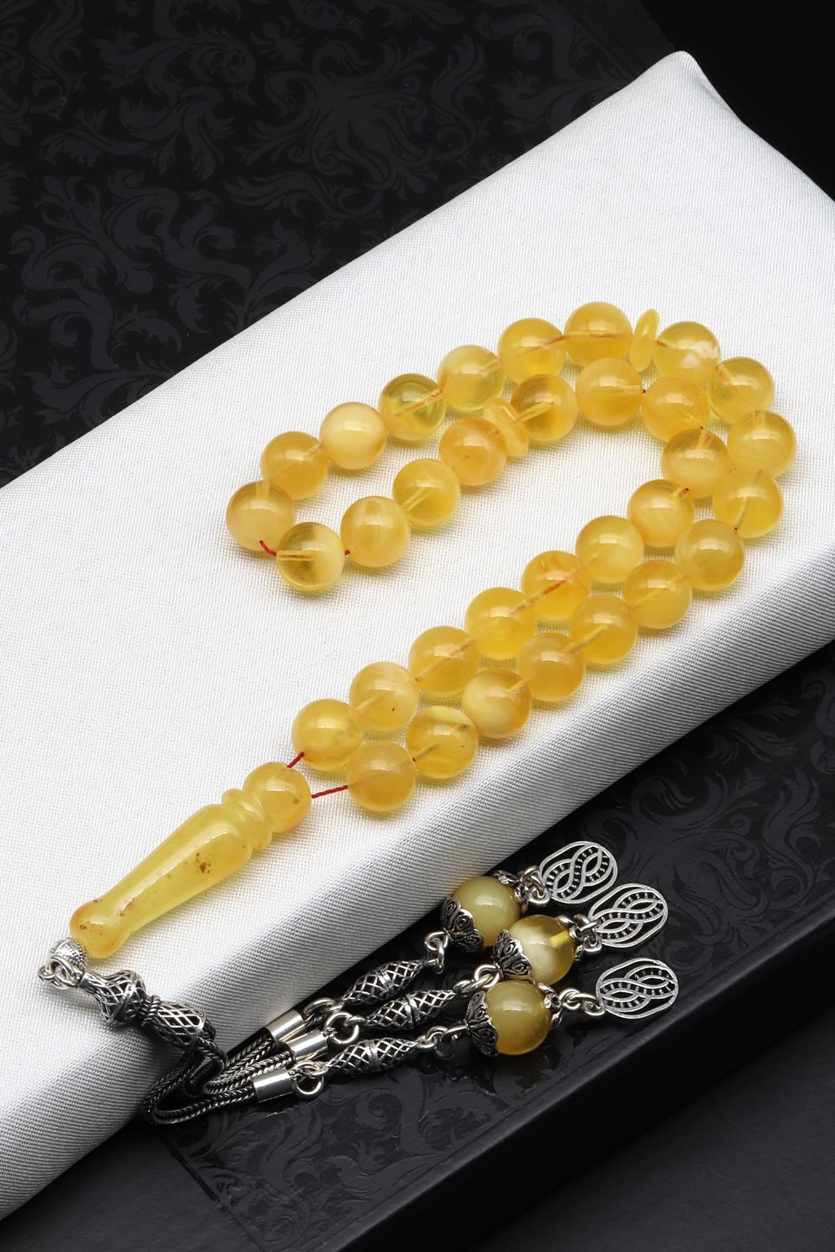 Damla Kehribar Küre Kesim Tesbih Litvanya Sertifikalı