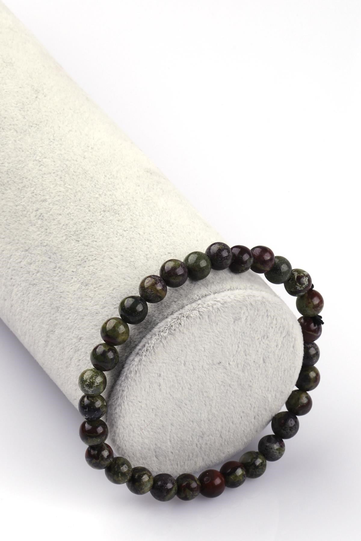 Dragon Jade Doğal Taş Bileklik 6mm Küre Kesim