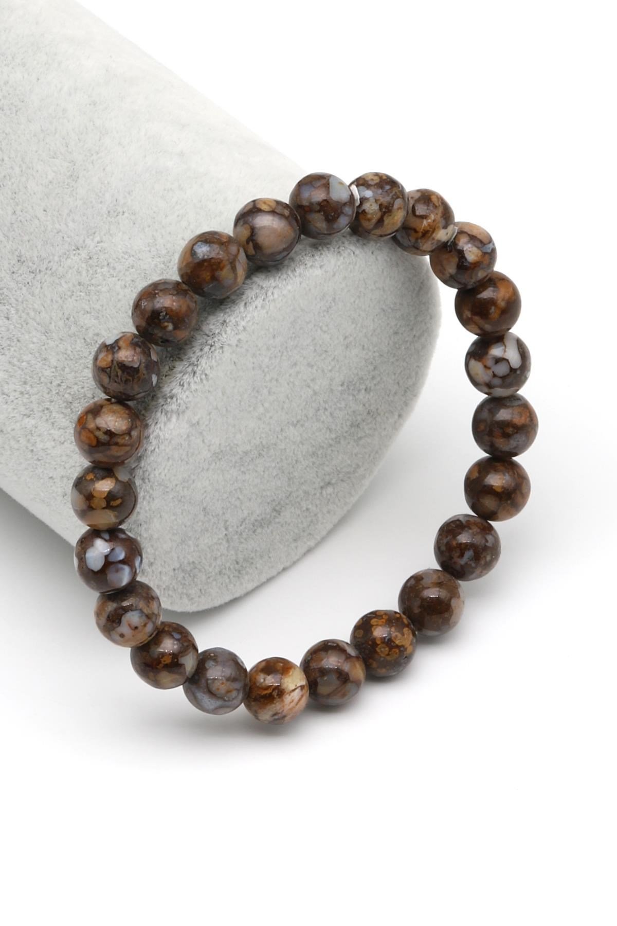 Fire Lace Opal Doğal Taş Bileklik 8 mm Küre Kesim