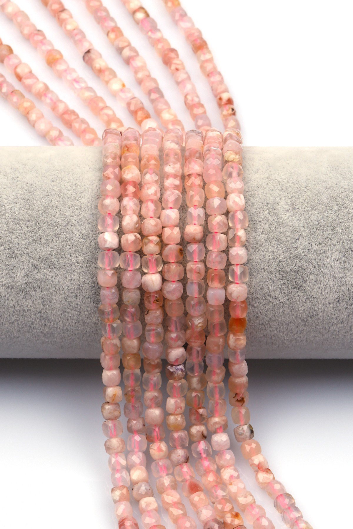 Flower Agate Doğal Taş Dizi 4 mm Küp Kesim - DZ-1486