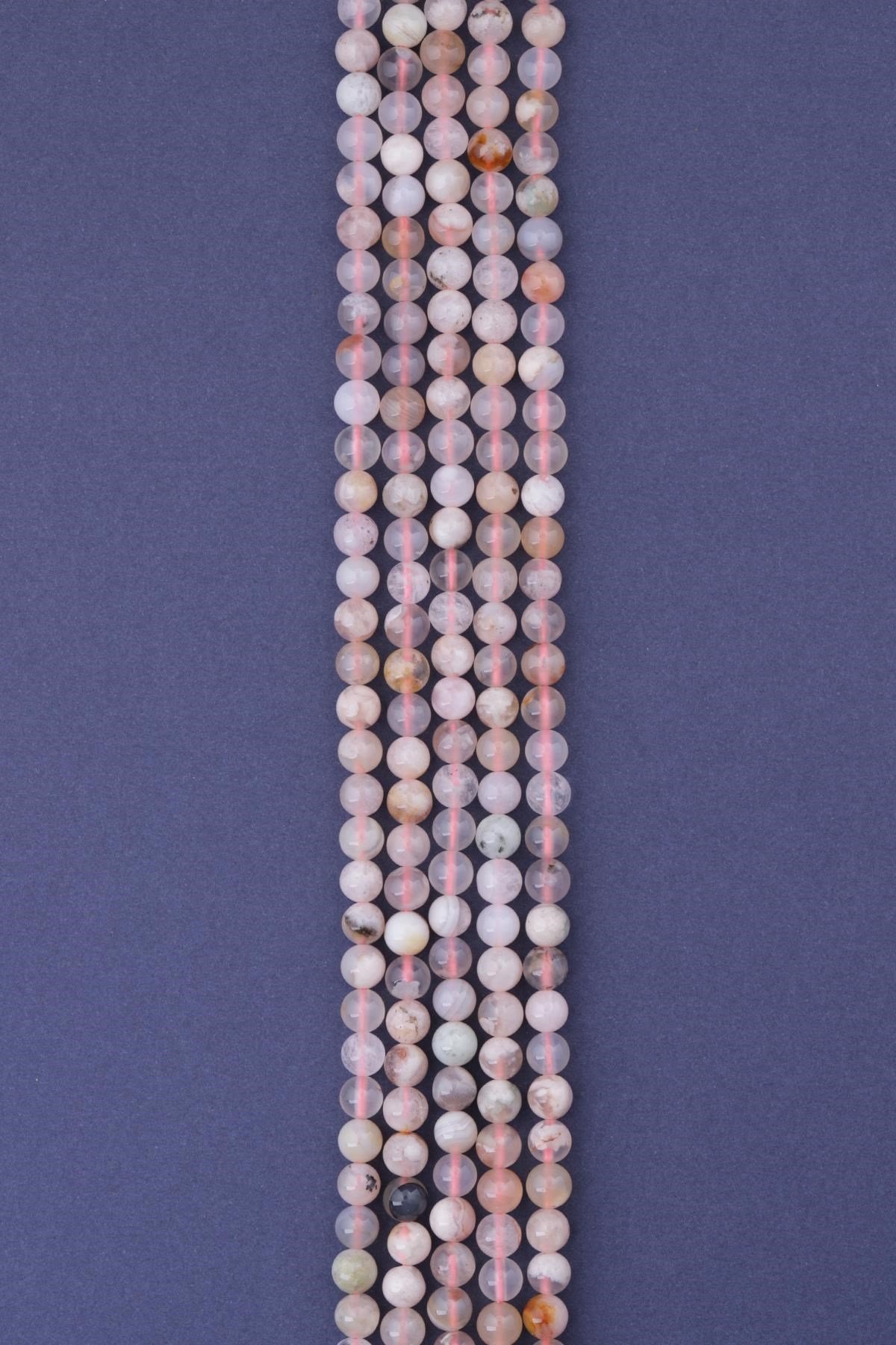 Flower Agate Doğal Taş Dizi 6 mm Küre Kesim