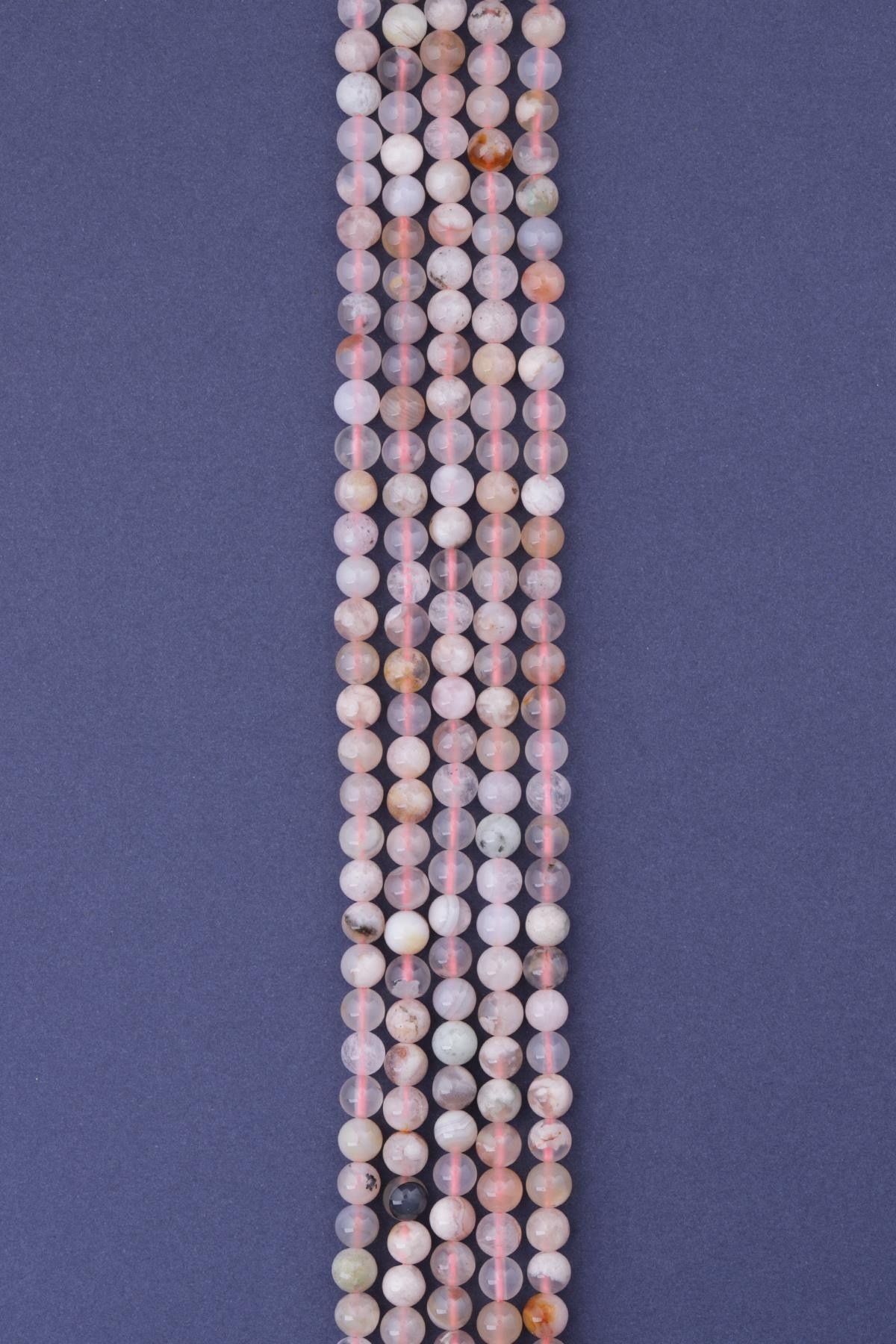 Flower Agate Doğal Taş Dizi 6 mm Küre Kesim