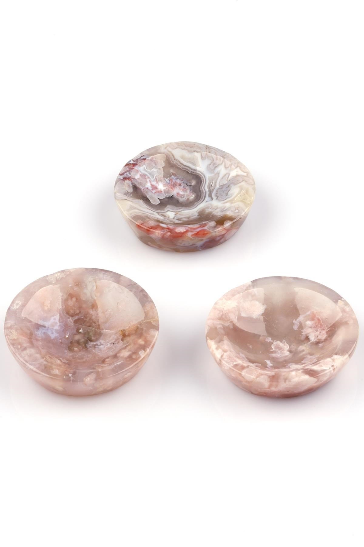 Flower Agate Doğal Taş İçi Oyuk Parça 