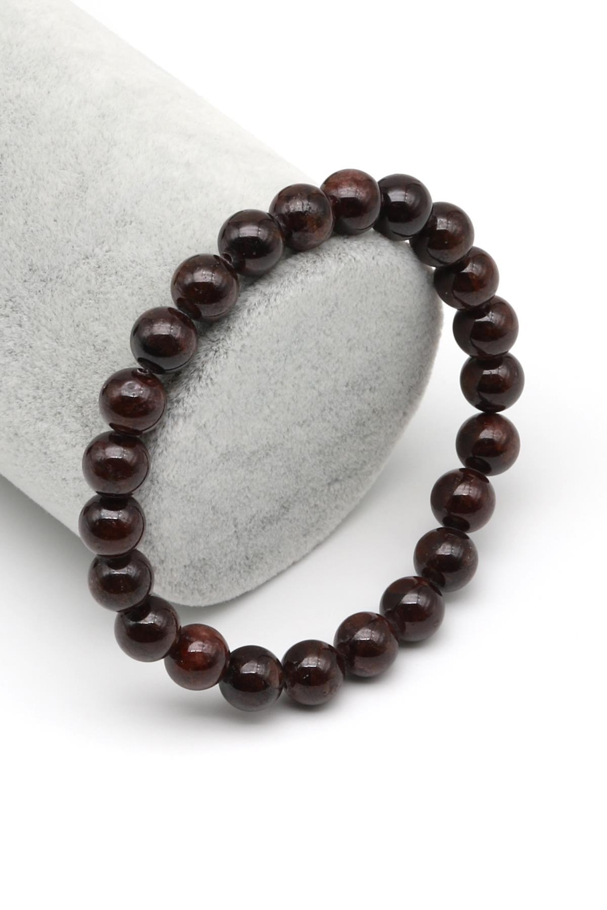 Garnet Doğal Taş Bileklik 8 mm Küre Kesim