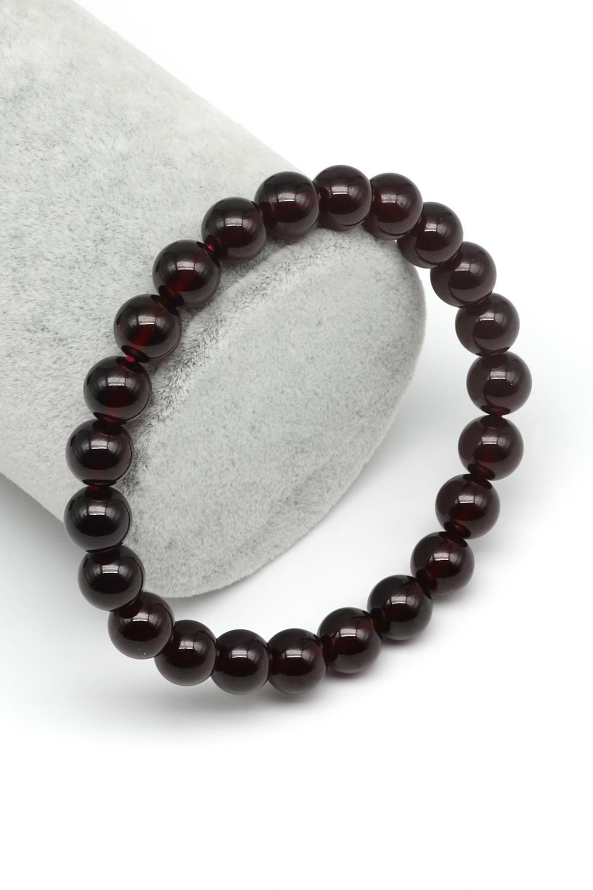 Garnet Doğal Taş Bileklik 8 mm Küre Kesim