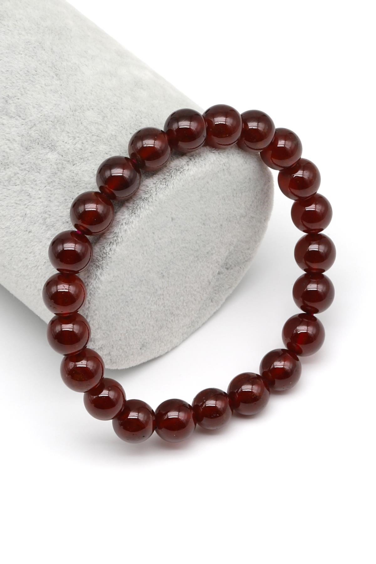 Garnet Doğal Taş Bileklik 8 mm Küre Kesim