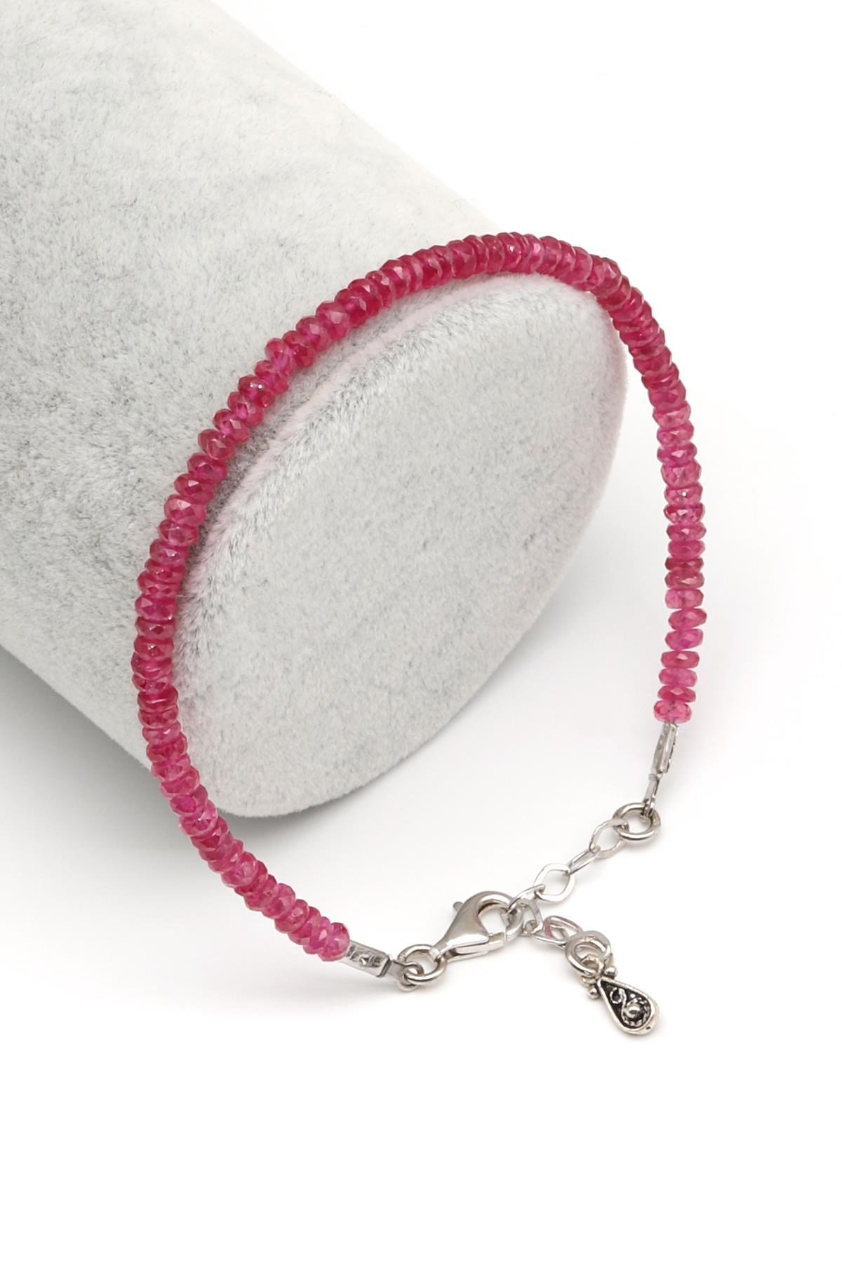 Glasfield Ruby Doğal Taş 925 Ayar Gümüş Bileklik