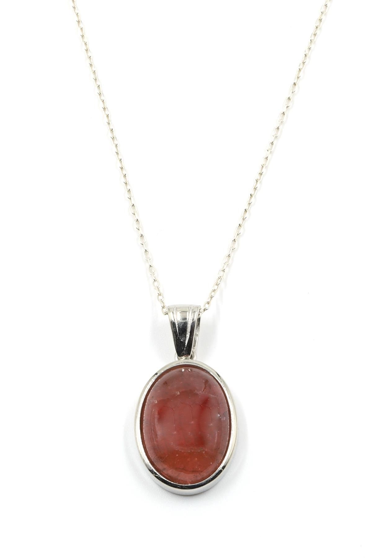 Glass Filled Ruby ( Yakut ) Doğal Taş 925 Ayar Gümüş Kolye