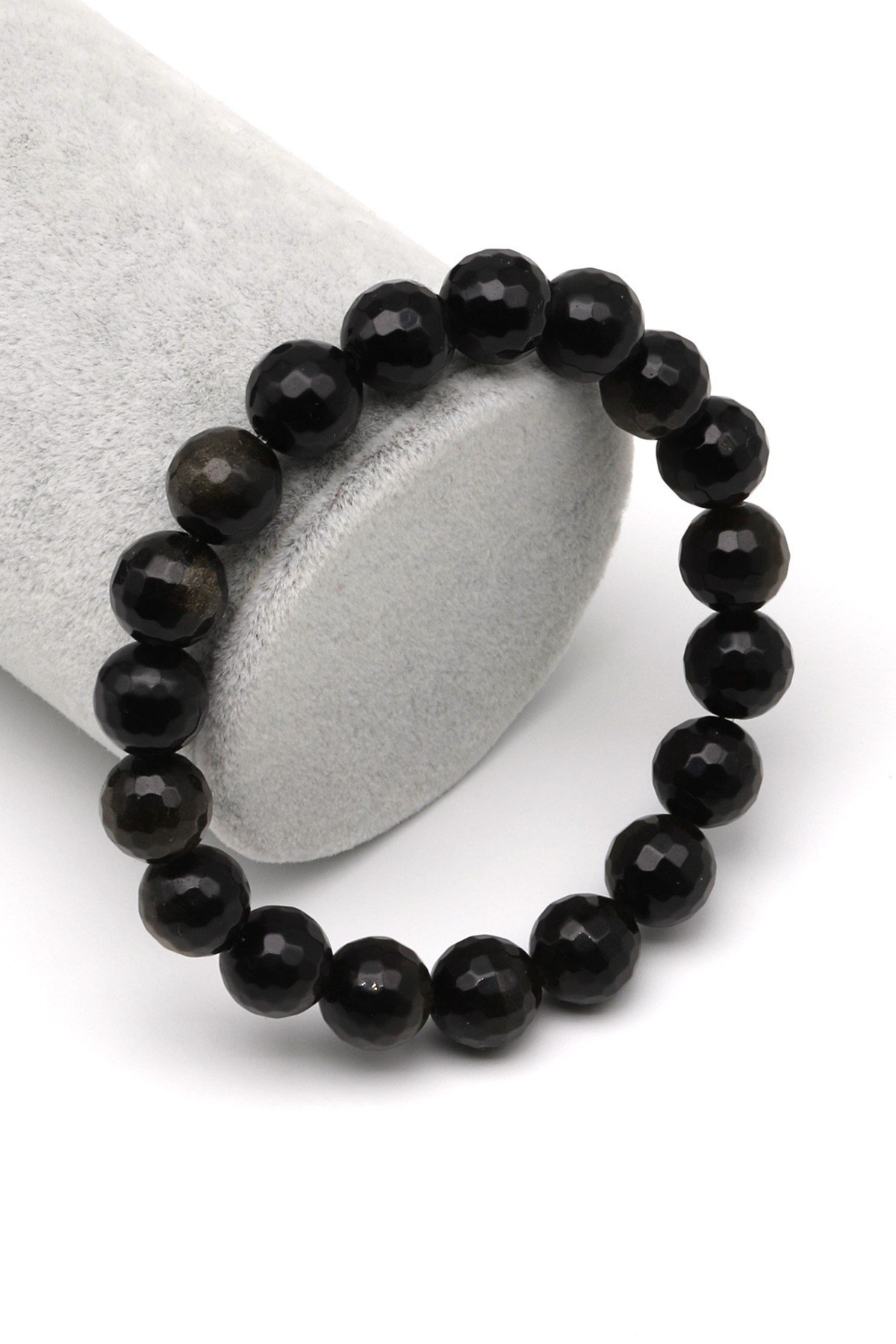 Golden Obsidyen Doğal Taş Bileklik 10 mm Fasetli Küre Kesim - BLK-2242