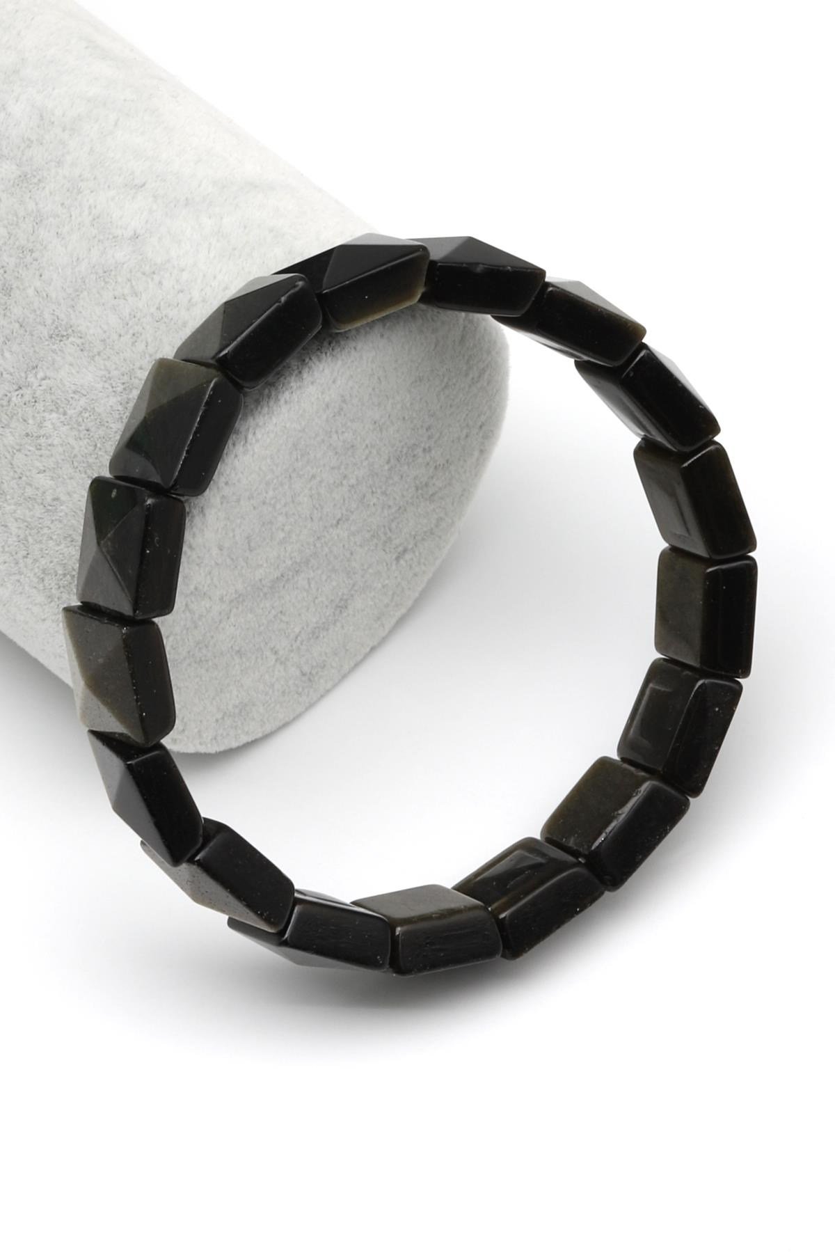 Golden Obsidyen Doğal Taş Bileklik 12 x 12 mm Özel Kesim
