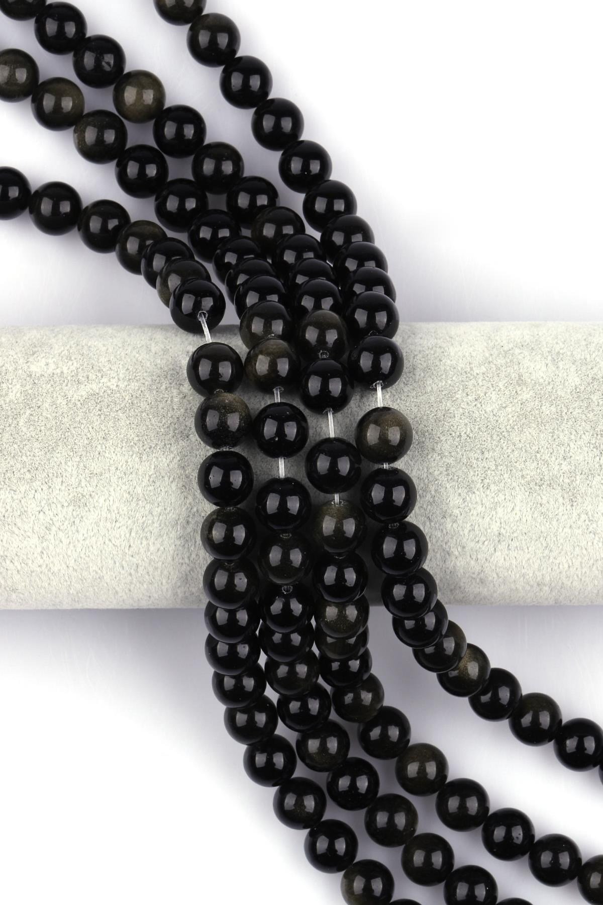 Golden Obsidyen Doğal Taş Dizi 10 mm Küre Kesim