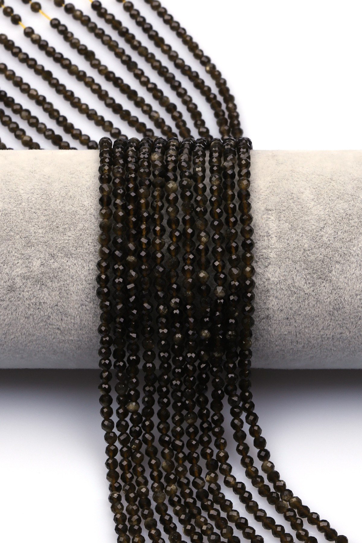 Golden Obsidyen Doğal Taş Dizi 3 mm Fasetli Küre Kesim - DZ-1596
