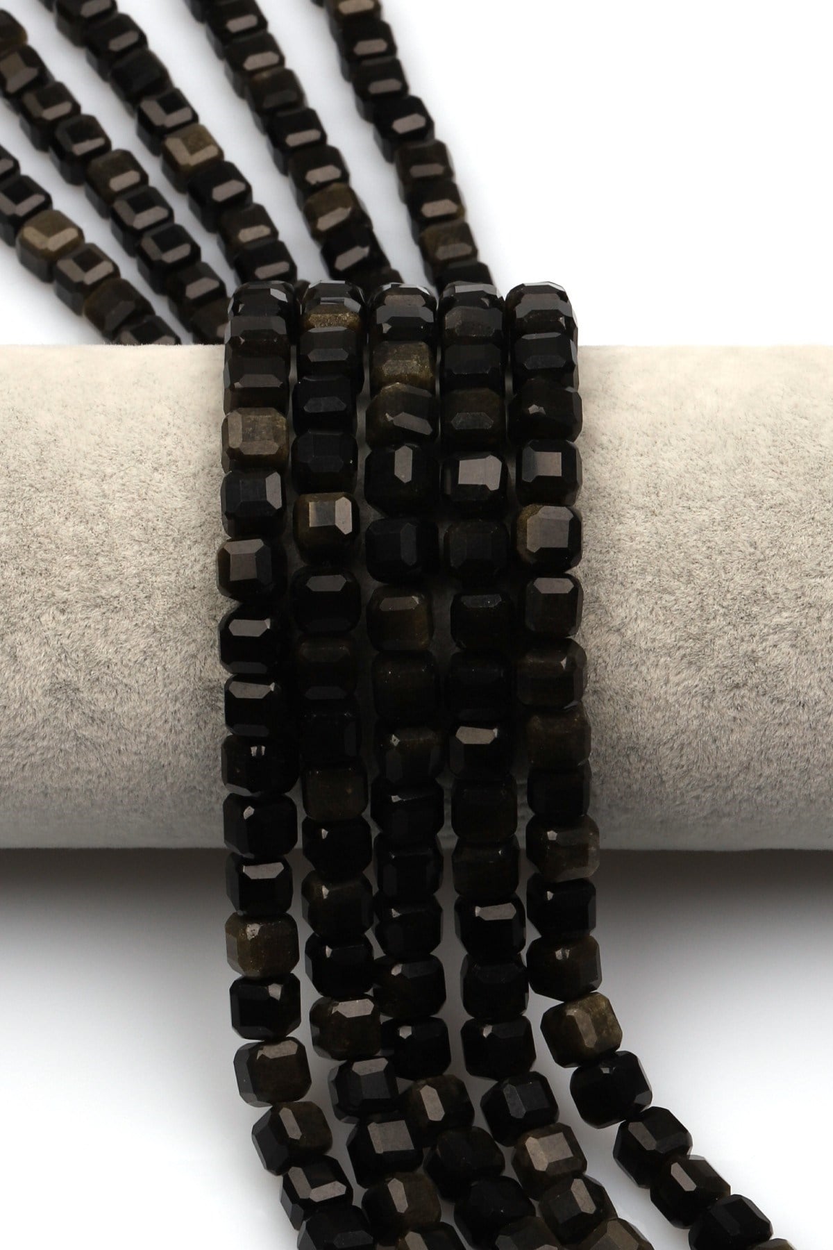Golden Obsidyen Doğal Taş Dizi 6 mm Küp Kesim - DZ-1170