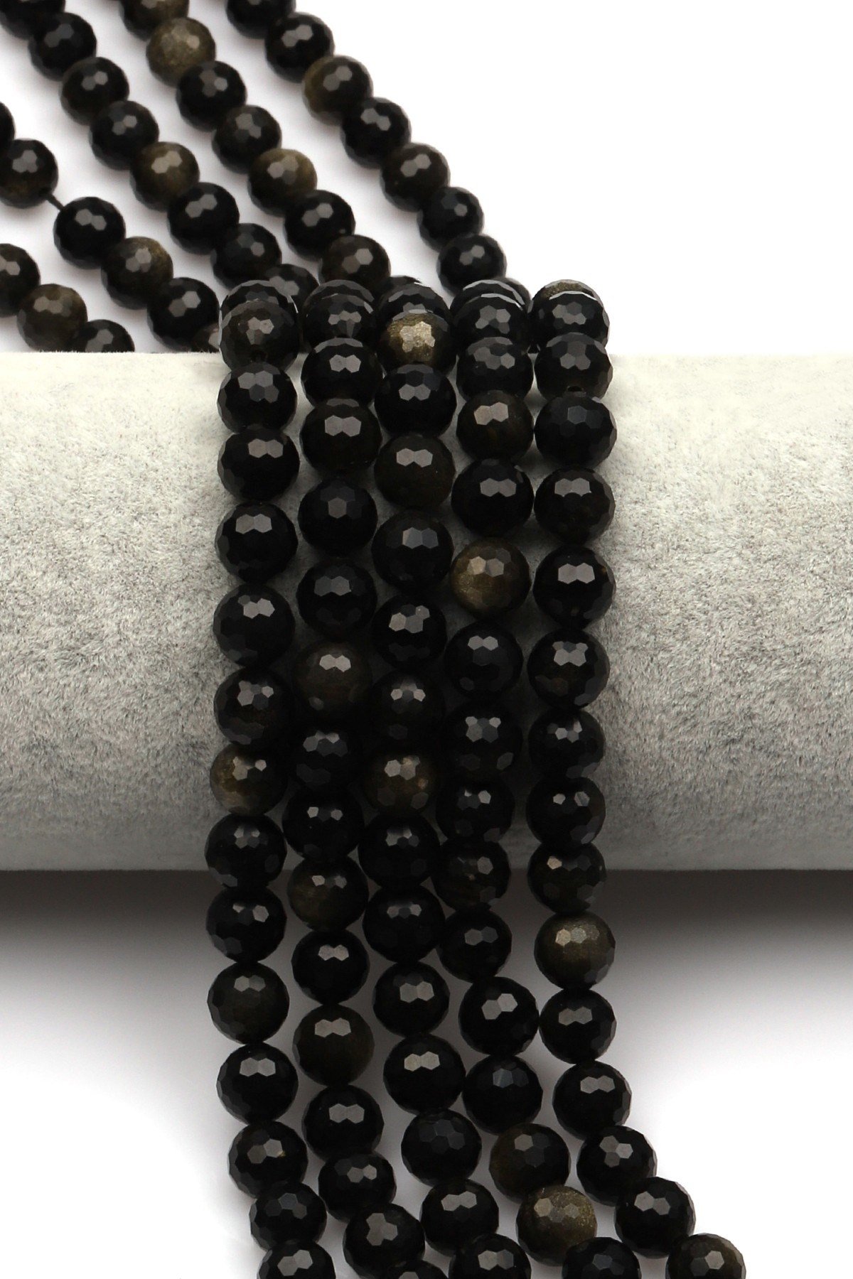 Golden Obsidyen Doğal Taş Dizi 8 mm Fasetli Küre Kesim - DZ-0848