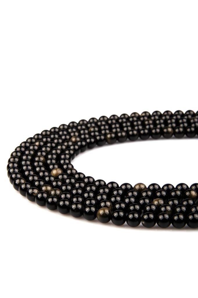 Golden Obsidyen Doğal Taş Dizi 8 mm Küre Kesim