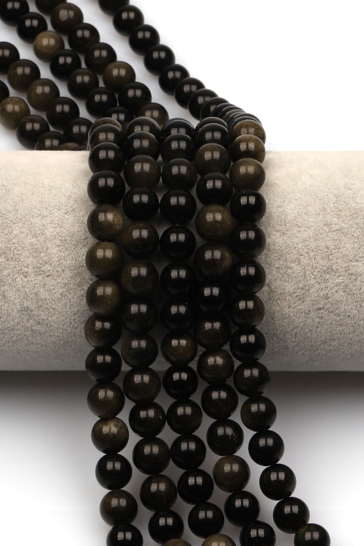 Golden Obsidyen Doğal Taş Dizi 8 mm Küre Kesim - DZ-1089