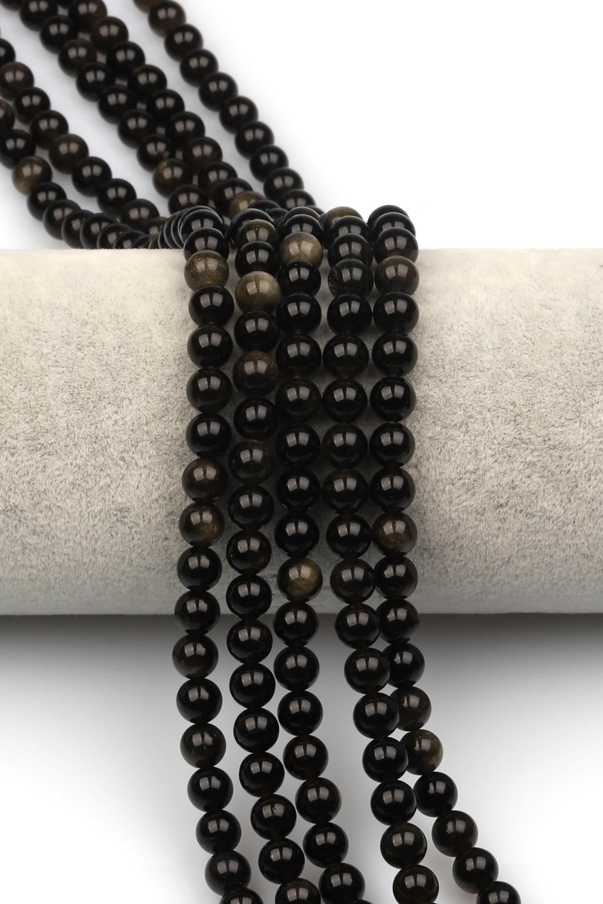 Golden Obsidyen Doğaltaş Dizi 6 mm Küre Kesim