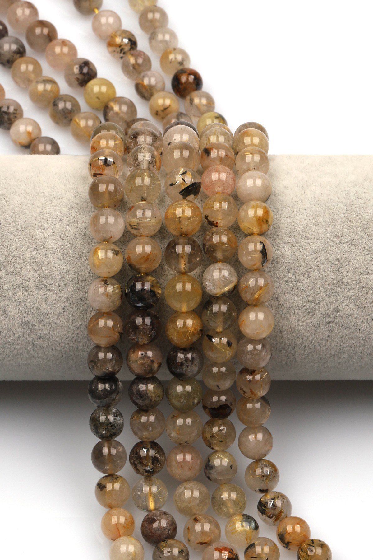 Golden Rutil Kuvars Doğal Taş Dizi 8 mm Küre Kesim - DZ-1037