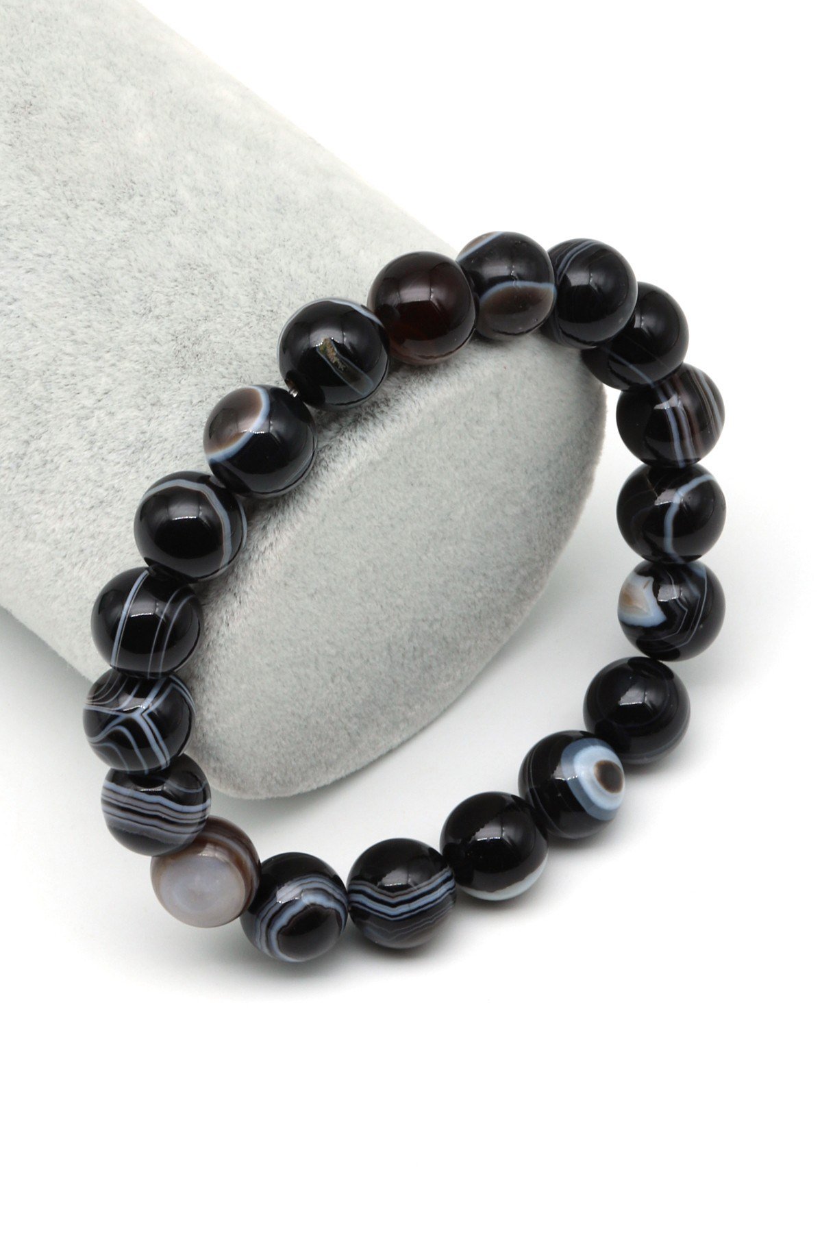Göz Akik Doğal Taş Bileklik 10 mm Küre Kesim - BLK-2519