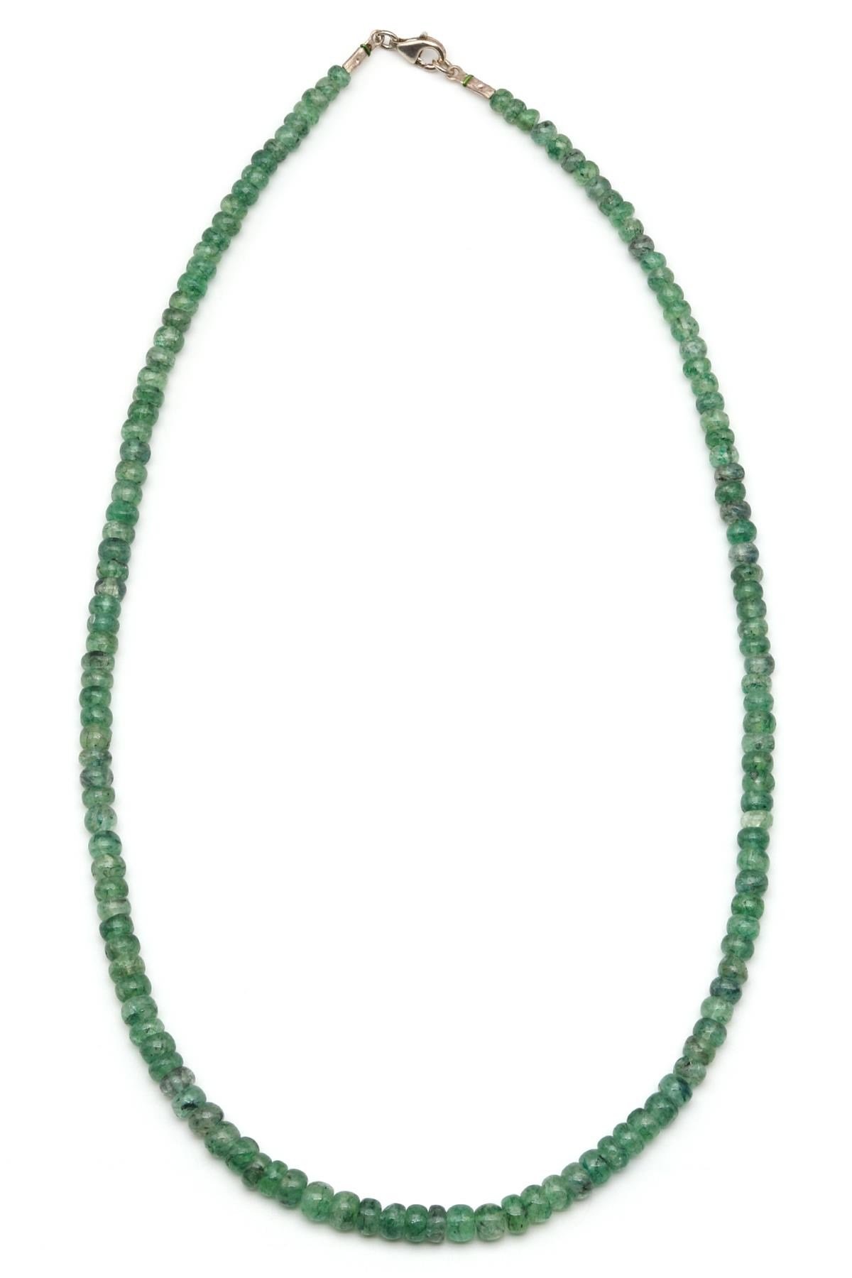 Green Beril Doğal Taş 925 Ayar Gümüş Kolye