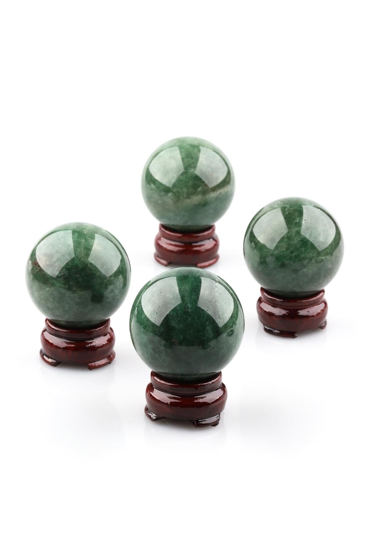 Green Kuvars Doğal Taş Standlı Küre