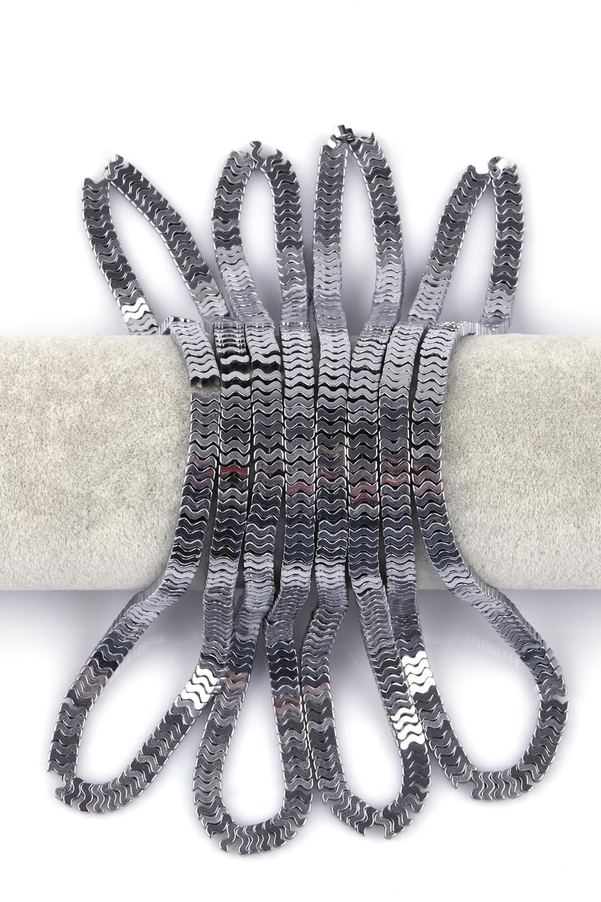 Gümüş Gri Renk Hematit Doğal Taş Dizi 7 x 1 mm W Kesim