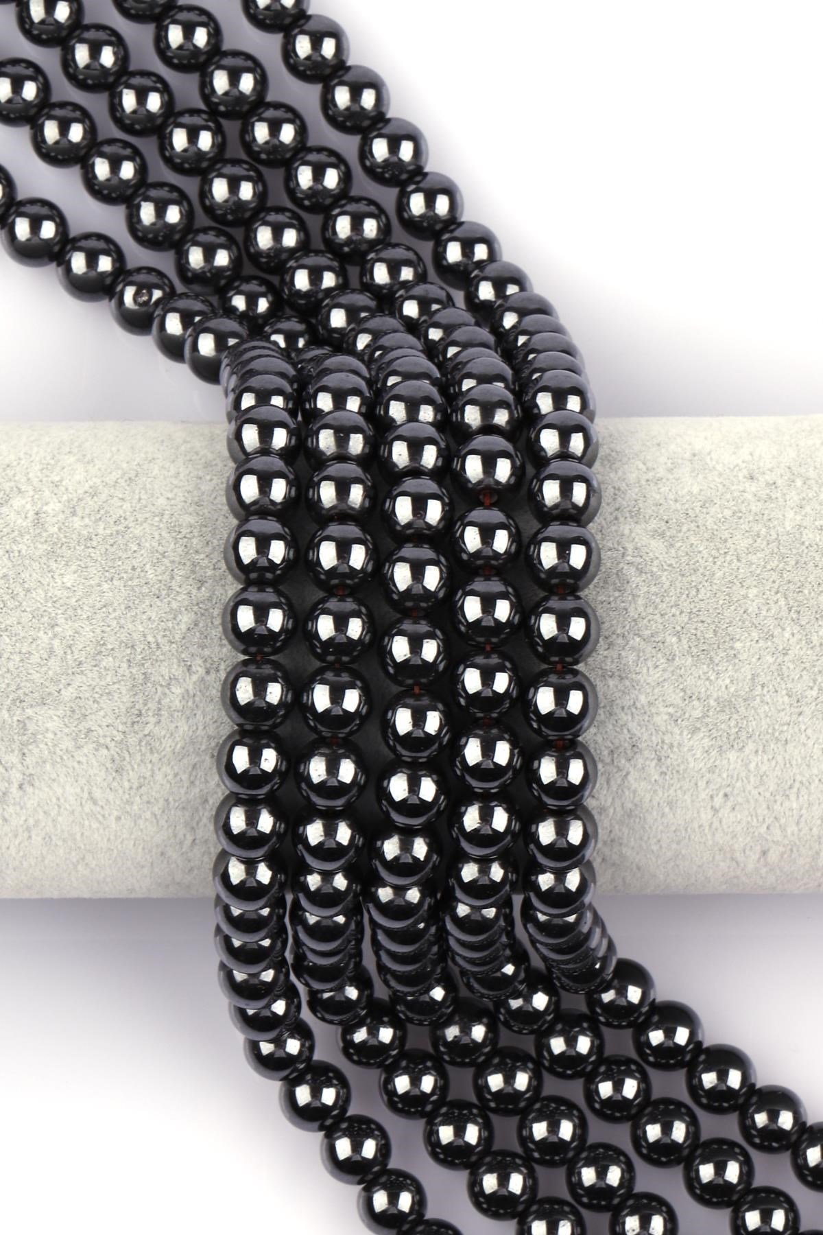 Hematit Doğal Taş Dizi 8 mm Küre Kesim