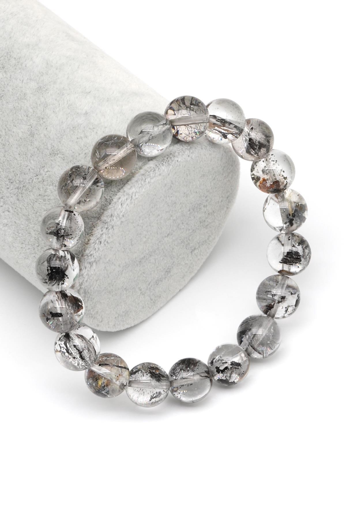 Herkimer Kuvars Doğal Taş Bileklik 10 mm Küre Kesim