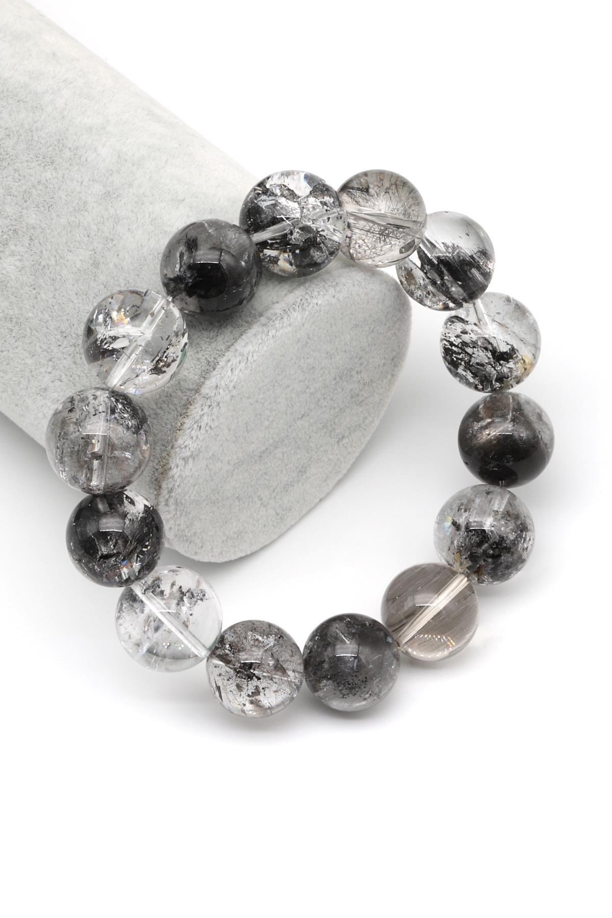 Herkimer Kuvars Doğal Taş Bileklik 16 mm Küre Kesim