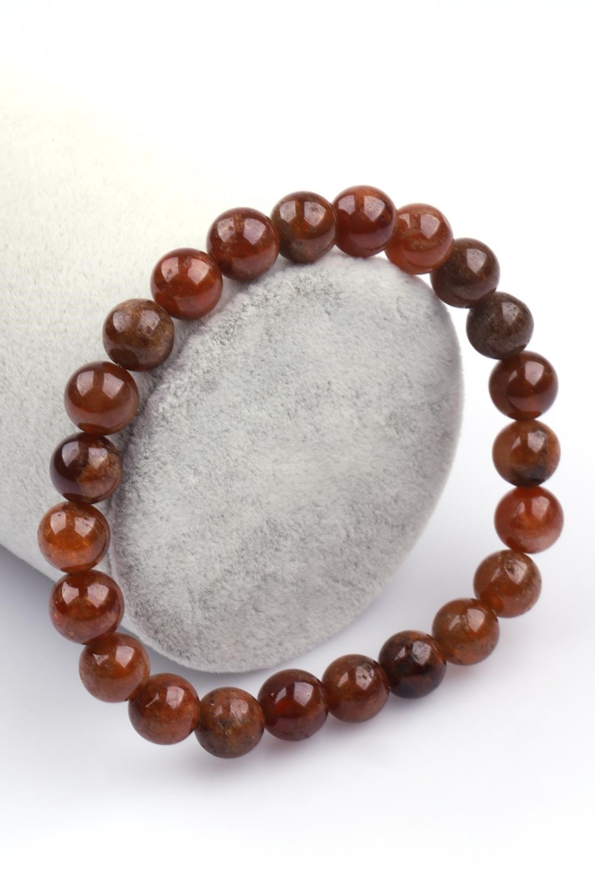 Hessonite Garnet Doğal Taş 8 mm Küre Kesim Bileklik