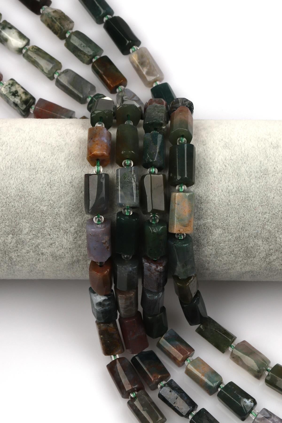 Hint Akik Doğal Taş Dizi 7 x 12 mm Boru Kesim