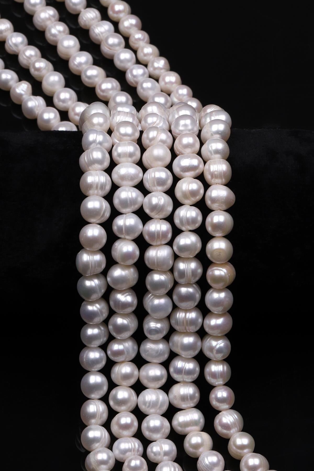İnci Doğal Taş Dizi 7 x 8 mm Küre Kesim