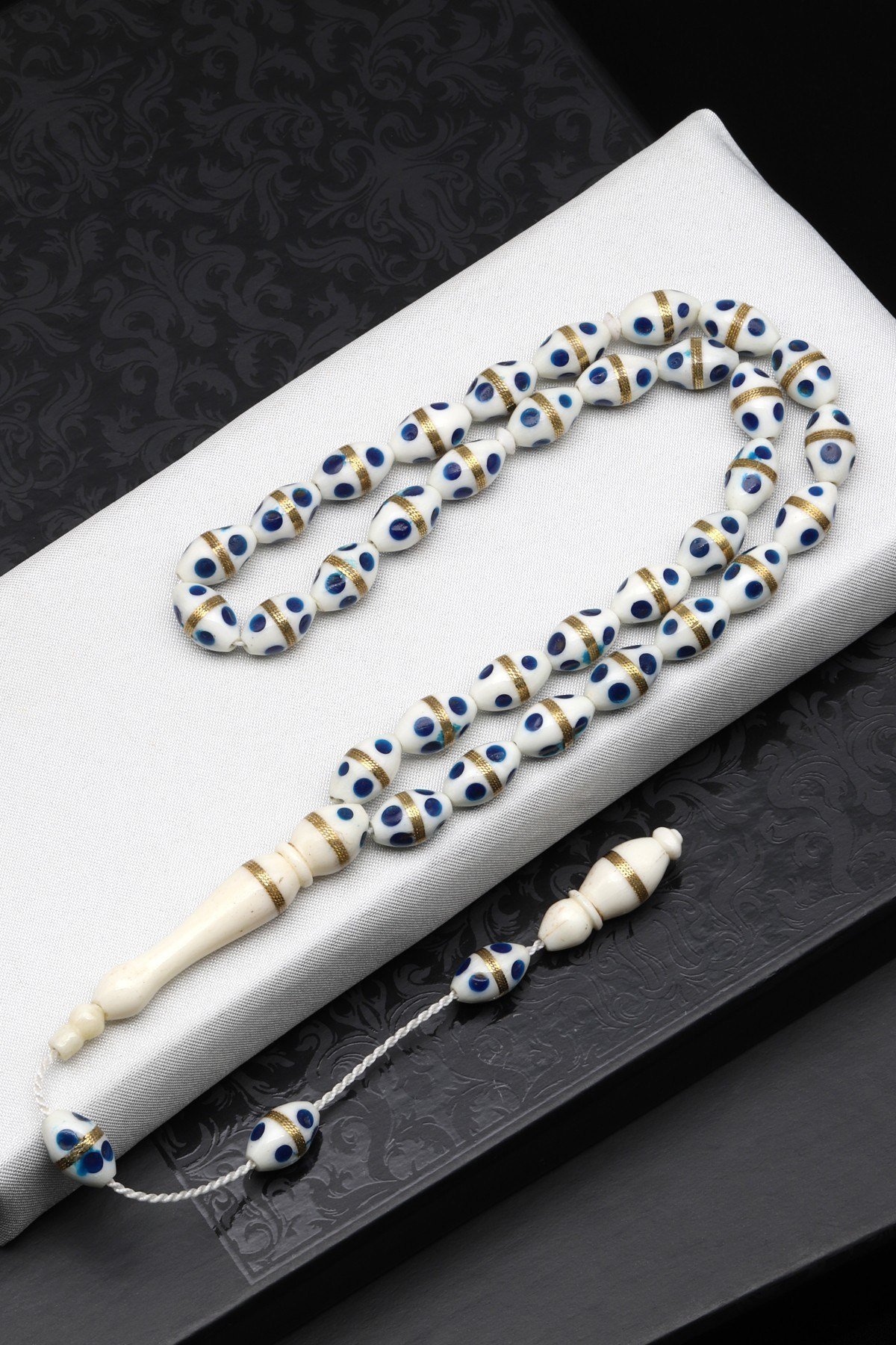 İşlemeli Kemik Tesbih 6 x 11 mm Arpa Kesim - T-1698