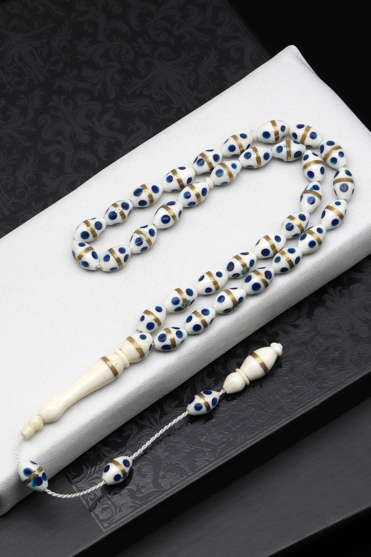 İşlemeli Kemik Tesbih 6 x 11 mm Arpa Kesim - T-1698