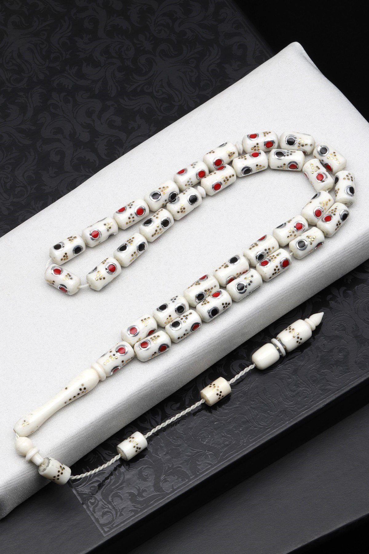 İşlemeli Kemik Tesbih 6 x 11 mm Silindir Kesim - T-1701