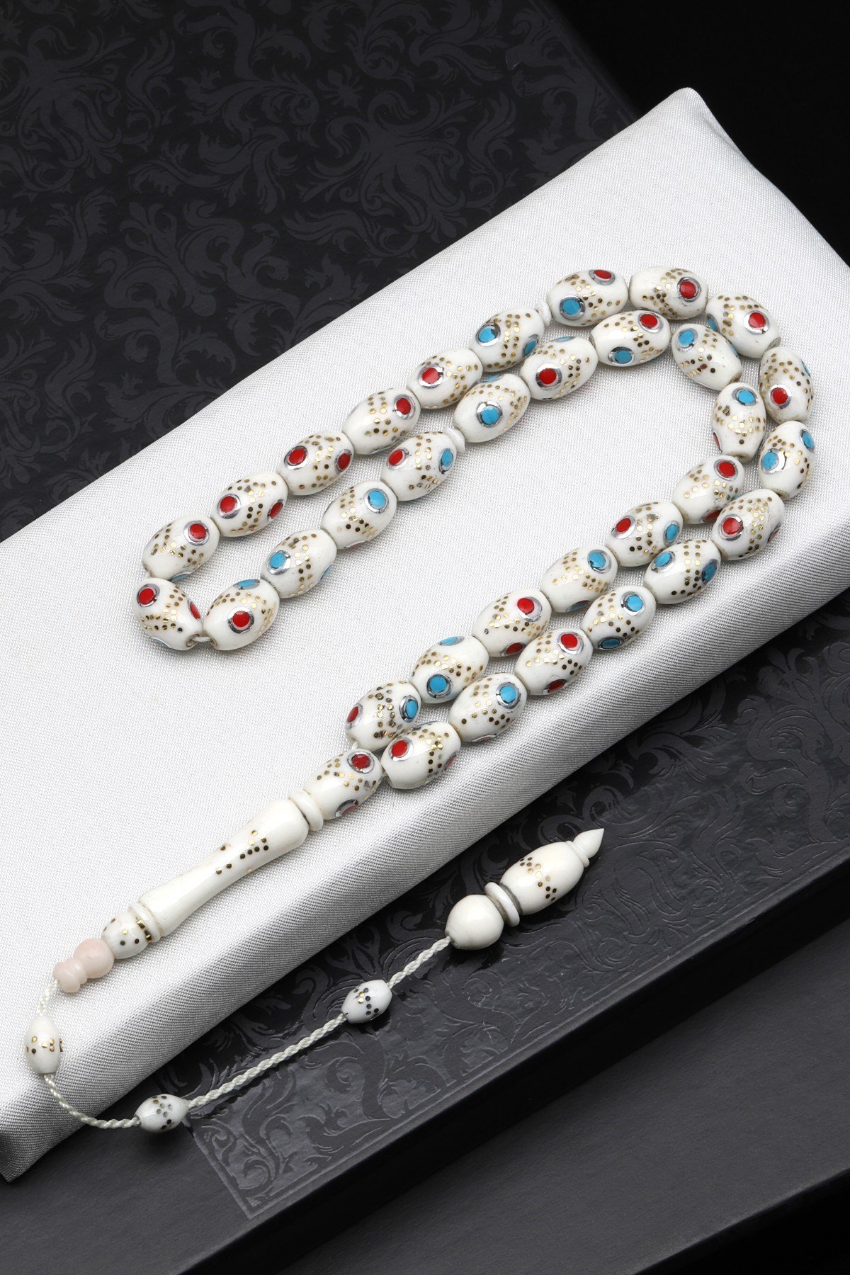 İşlemeli Kemik Tesbih 7 x 11 mm Arpa Kesim - T-1699