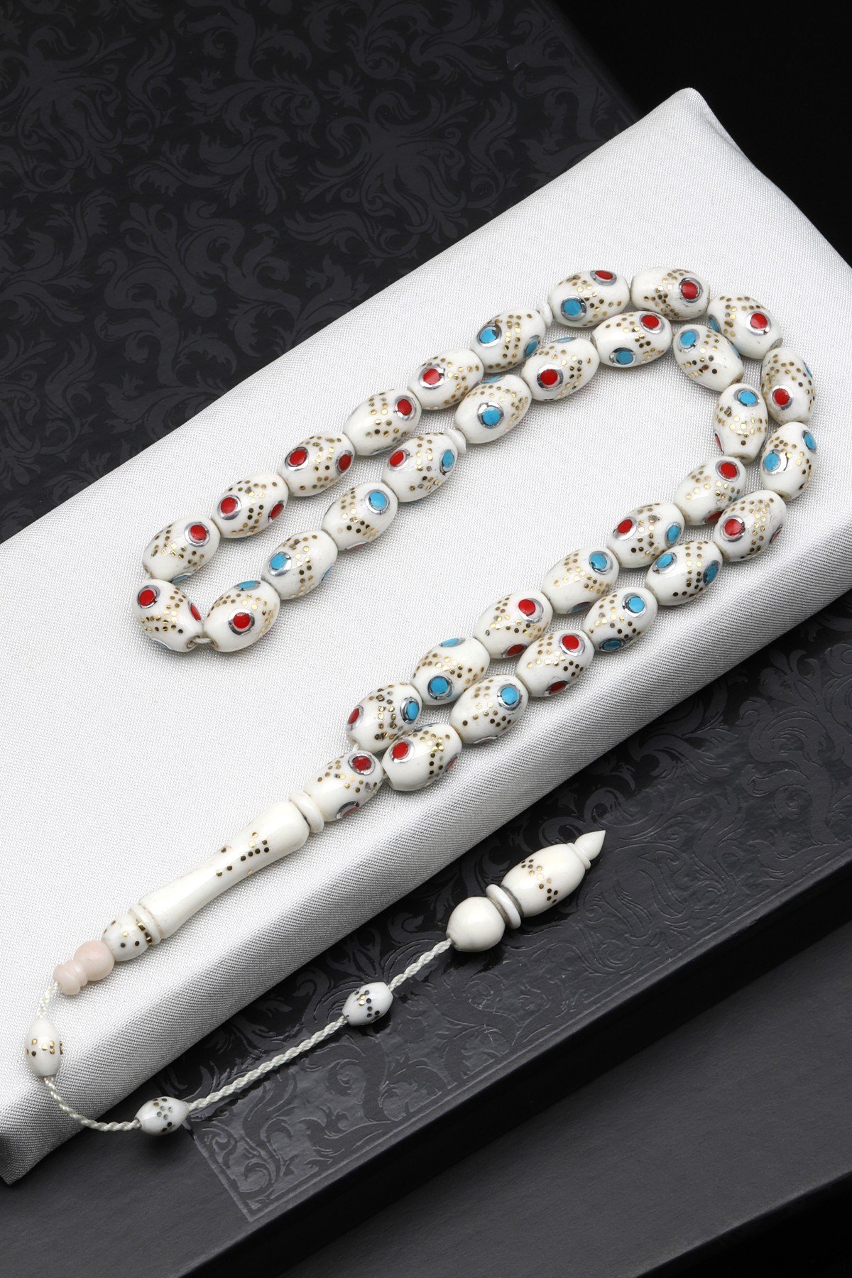İşlemeli Kemik Tesbih 7 x 11 mm Arpa Kesim - T-1699