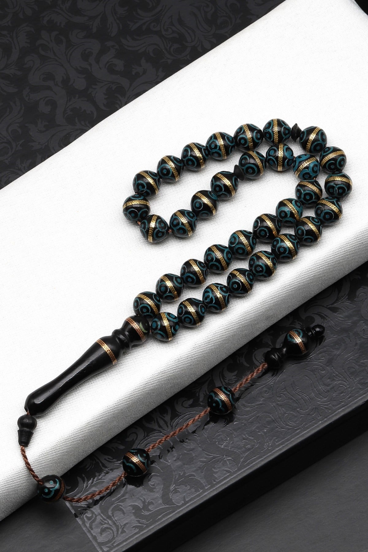 İşlemeli Kuka Tesbih 7 x 8 mm Küre Kesim - T-1683