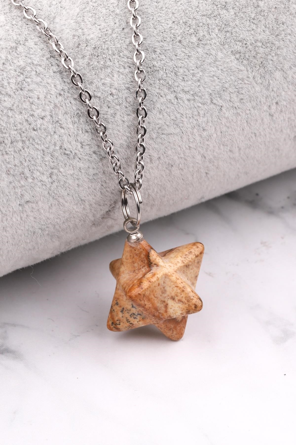 Jasper Doğal Taş Merkaba Kolye
