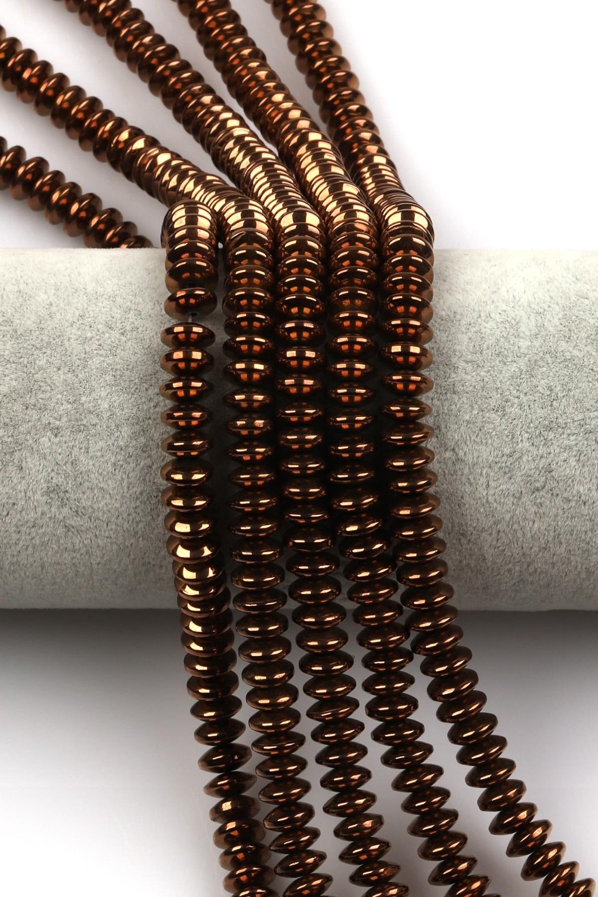 Kahverengi Renkli Hematit Dizi 3 x 8 mm Rondel Kesim