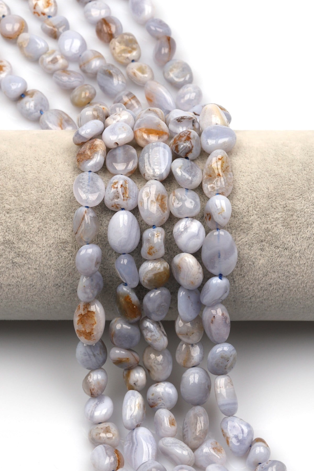 Kalsedon Doğal Taş Dizi 10 x 13 mm Mercimek Kesim - DZ-1249